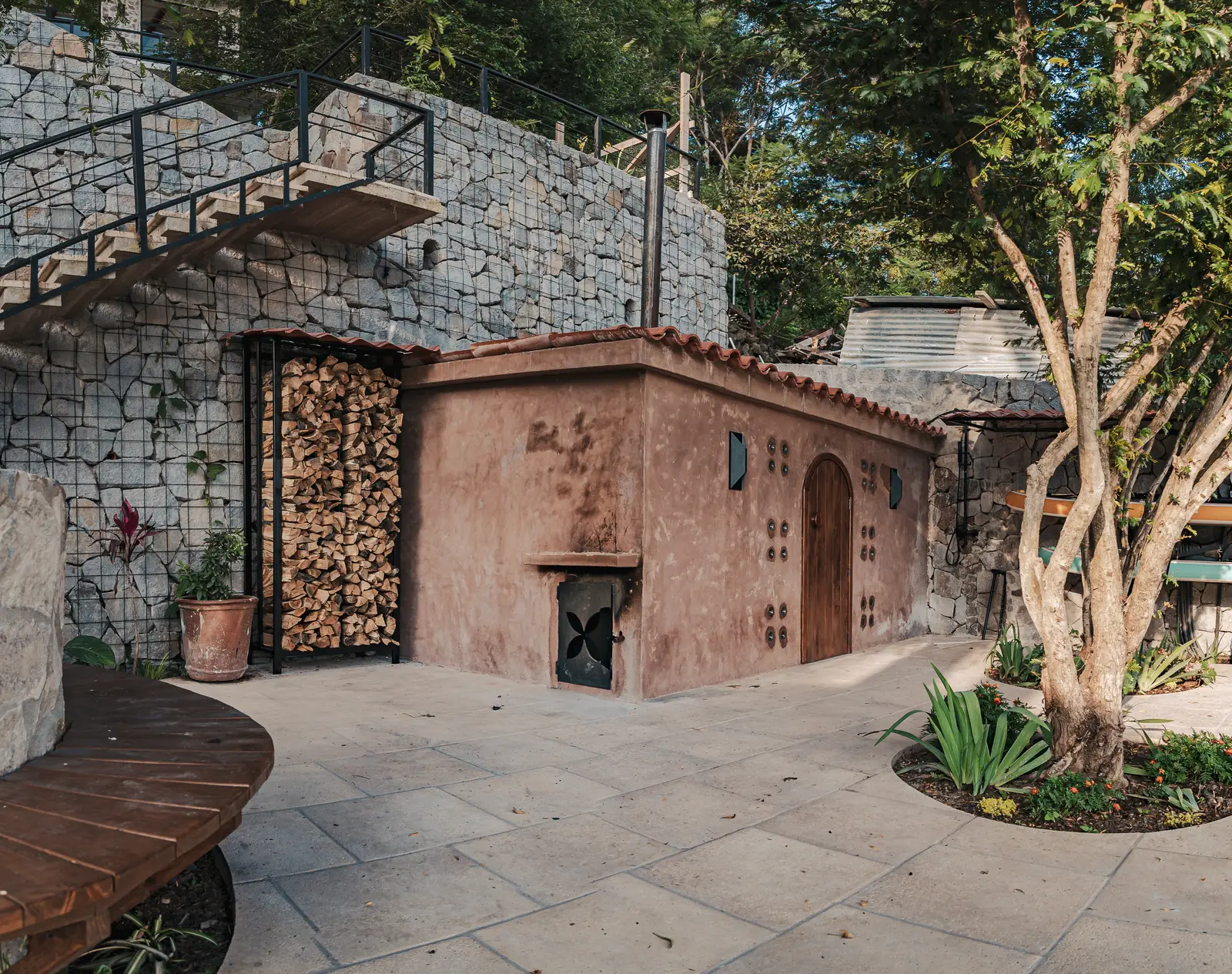 Panoramic view of Casa Floresta grounds and the lake